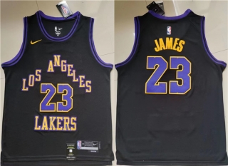 Los Angeles Lakers #23 LeBron James Black Stitched Basketball Jersey 2