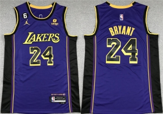 Los Angeles Lakers #24 Kobe Bryant Purple With NO.6 Patch Stitched Basketball Jersey
