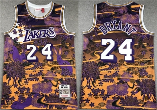 Los Angeles Lakers #24 Kobe Bryant Purple Yellow Throwback Basketball Jersey