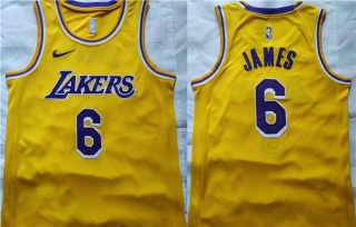 Los Angeles Lakers #6 LeBron James Yellow Stitched Basketball Jersey
