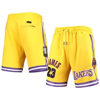 Los Angeles Lakers #23 LeBron James Yellow Shorts