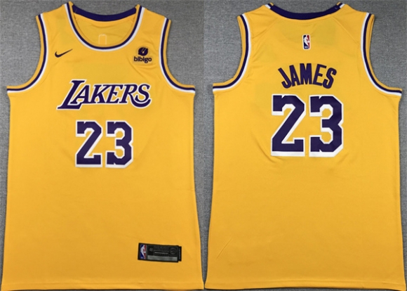 Los Angeles Lakers #23 LeBron James Yellow Stitched Basketball Jersey 2