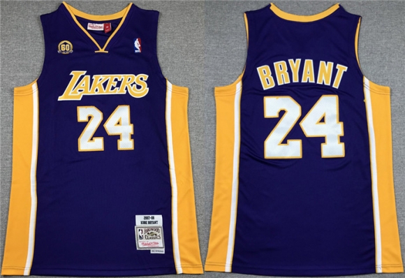 Los Angeles Lakers #24 Kobe Bryant Purple 60th Anniversary Throwback