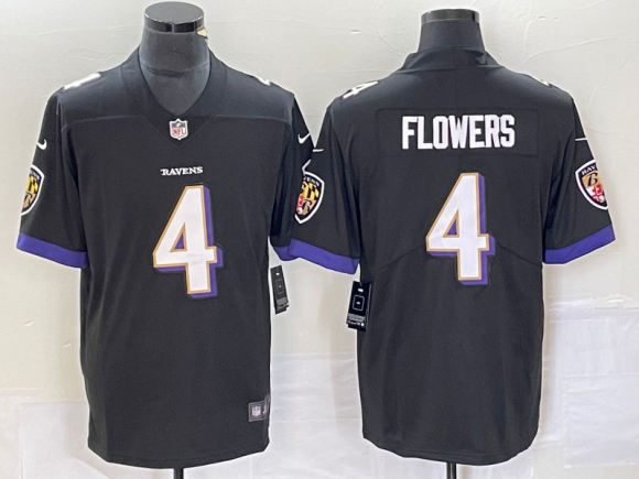 Baltimore Ravens #4 Zay Flowers black vapor limited jersey