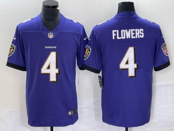 Baltimore Ravens #4 Zay Flowers purple vapor limited jersey