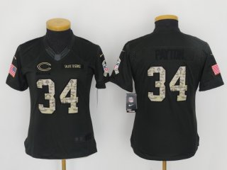 Chicago Bears #34 black salute to service limited women jersey
