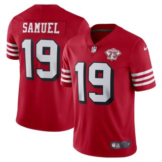 San Francisco 49ers #19 Deebo Samuel Scarlet 2021 75th Anniversary Vapor Limited