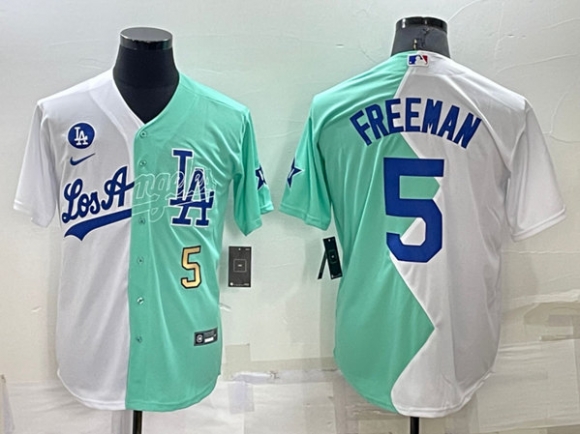 Los Angeles Dodgers #5 Freddie Freeman White Green 2022 All-Star Cool Base Stitched 2