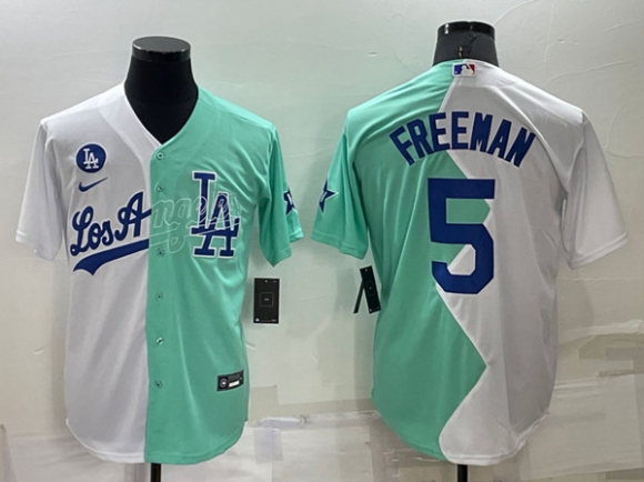 Los Angeles Dodgers #5 Freddie Freeman White Green 2022 All-Star Cool Base Stitched 4
