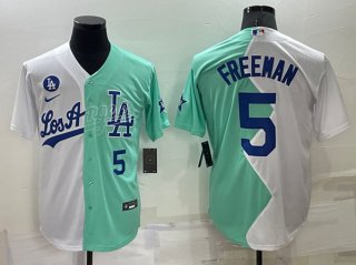 Los Angeles Dodgers #5 Freddie Freeman WhiteGreen 2022 All-Star Cool Base Stitched 3