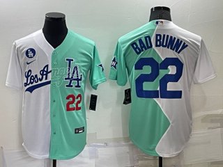 Los Angeles Dodgers #22 Bad Bunny White Green 2022 All-Star Cool Base Stitched 2