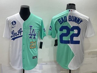 Los Angeles Dodgers #22 Bad Bunny White Green 2022 All-Star Cool Base Stitched