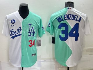 Los Angeles Dodgers #34 Fernando Valenzuela White Green 2022 All-Star Cool