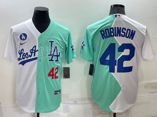 Los Angeles Dodgers #42 Jackie Robinson White Green 2022 All-Star Cool Base Stitched 2