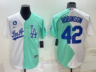 Los Angeles Dodgers #42 Jackie Robinson White Green 2022 All-Star Cool Base Stitched 3