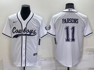 Dallas Cowboys #11 Micah Parsons White Cool Base Stitched Baseball Jersey