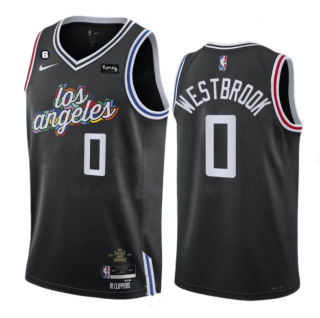Men's Los Angeles Clippers #0 Russell Westbrook Black 2022-23 City Edition With NO.6 Patch