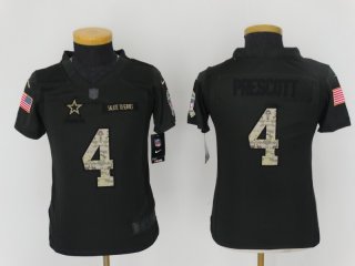 Dallas Cowboys #4 black salute to service youth jersey