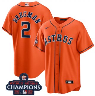 Houston Astros #2 Alex Bregman Orange 2022 World Series Champions Home