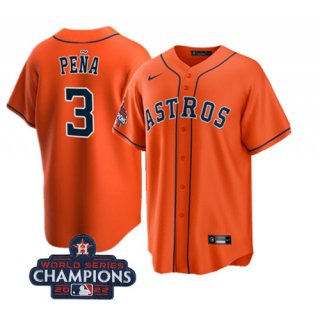 Houston Astros #3 Jeremy Peña Orange 2022 World Series Champions Cool Base Stitched