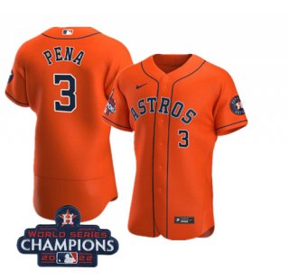 Houston Astros #3 Jeremy Peña Orange 2022 World Series Champions Flex Base Stitched