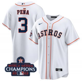 Houston Astros #3 Jeremy Peña White 2022 World Series Champions Cool Base Stitched