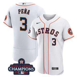 Houston Astros #3 Jeremy Peña White 2022 World Series Champions Flex Base Stitched