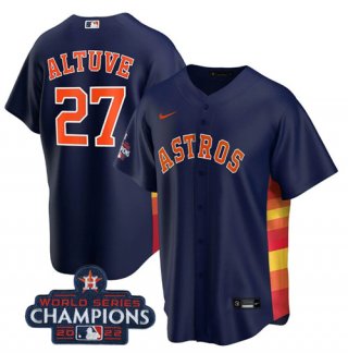 Houston Astros #27 Jose Altuve Navy 2022 World Series Champions Home Stitched