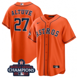 Houston Astros #27 Jose Altuve Orange 2022 World Series Champions Home