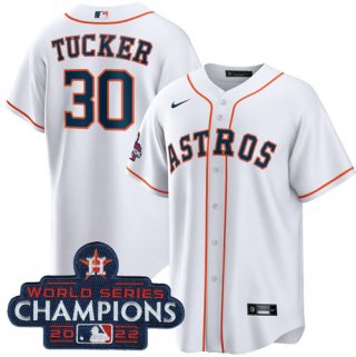 Houston Astros #30 Kyle Tucker White 2022 World Series Champions Home Stitched