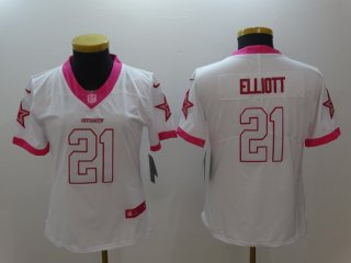 Dallas Cowboys #21 white pink women jersey