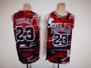 Men's Chicago Bulls #23 Michael Jordan Red Black Stitched