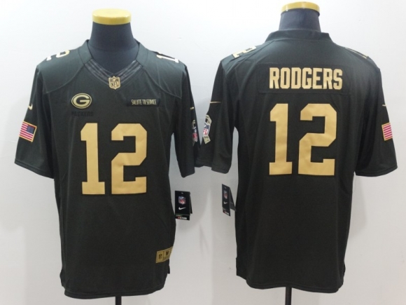 Green Bay Packers #12 green salute to service limited jersey