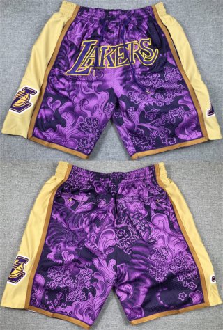 Men's Los Angeles Lakers Purple Gold Shorts (Run Small)