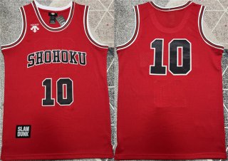 Men's Shohoku #10 Sakuragi Hanamichi Red Stitched Basketball Jersey