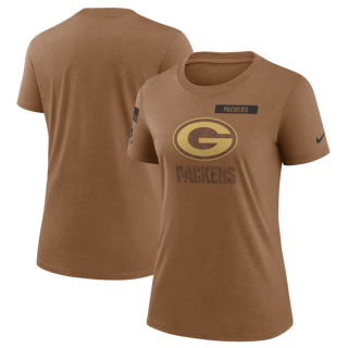 Women's Green Bay Packers 2023 Brown Salute To Service Legend Performance T-Shirt