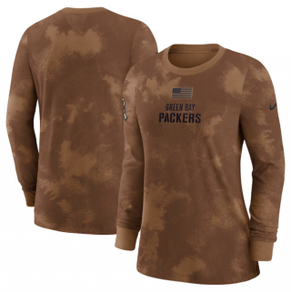 Green Bay Packers Brown 2023 Salute To Service Long Sleeve T-Shirt(Run Small)