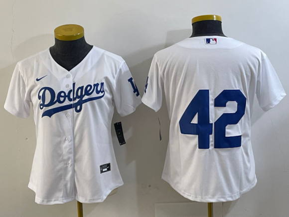 Youth Los Angeles Dodgers #42 white 2