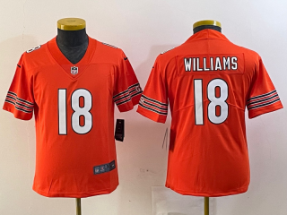 Youth Chicago Bears #18 Caleb Williams orange 2024 Draft Vapor Football Stitched Jersey