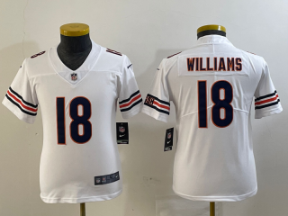 Youth Chicago Bears #18 Caleb Williams White 2024 Draft Vapor Football Stitched Jersey