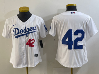 Women Los Angeles Dodgers #42 white