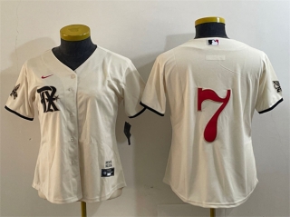 Women's Texas Rangers #7 Ivan Rodriguez Cream City Connect Stitched Baseball Jersey(Run small