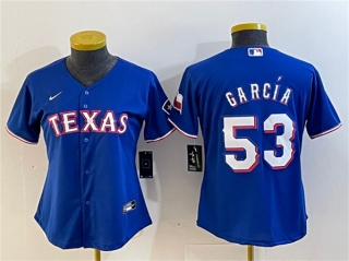 Women's Texas Rangers #53 Adolis García Royal With Patch Stitched Baseball Jersey(Run small