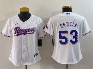Women's Texas Rangers #53 Adolis García White With Patch Stitched Baseball Jersey(Run small