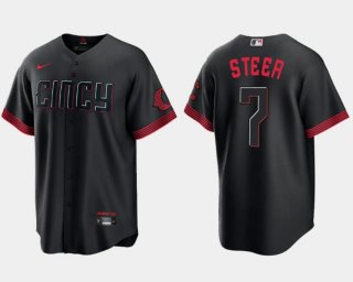 Cincinnati Reds #7 Spencer Steer Black 2023 City Connect Cool Base Stitched