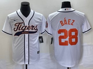 Detroit Tigers #28 Javier Báez White Cool Base Stitched Baseball Jersey