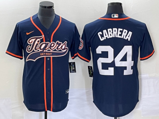 Detroit Tigers #24 Miguel Cabrera Navy Cool Base Stitched Baseball Jersey