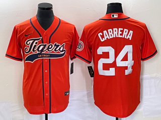 Detroit Tigers #24 Miguel Cabrera Orange Cool Base Stitched Baseball Jersey