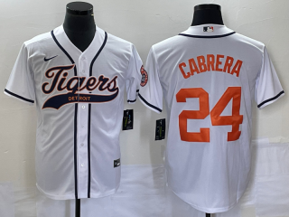 Detroit Tigers #24 Miguel Cabrera White Cool Base Stitched Baseball Jersey