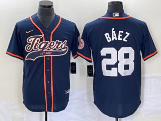 Detroit Tigers #28 Javier Báez Navy Cool Base Stitched Baseball Jersey